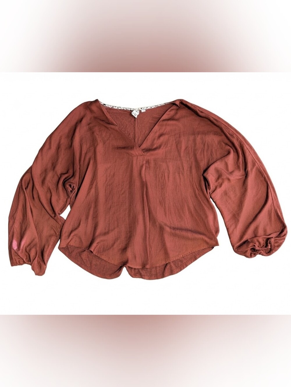 Dolan Left Coast Collection Women's Blouse Size M Rust Orange V-Neck Balloon